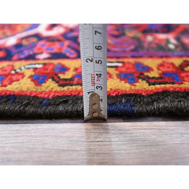 Traditional 1960 10'x12'9" Berry Red Pure Wool Tribal Weaving Vintage Persian Heriz Oriental Rug For Sale - Image 3 of 12