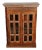 Solid Reclaimed Teak Wood Cabinet With Glass-Fronted Doors & Decorative Moldings For Sale