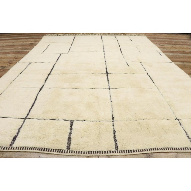 Textile Organic Modern Beni Mrirt Moroccan Rug - 09'10 X 12'09 For Sale - Image 7 of 9