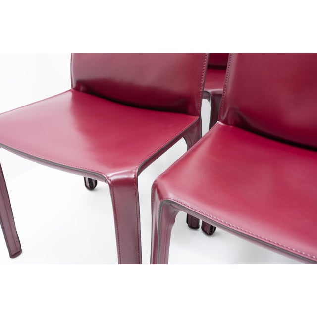 Cab 412 Bordeaux Red Chair Set by Mario Bellini for Cassina, 1990s, Set of 8 For Sale - Image 9 of 17
