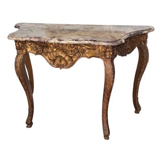 18th Century Italian Giltwood Console With Shaped Marble Top For Sale