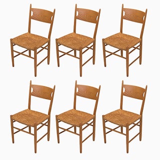 Chair Ensemble in Ash by Charlotte Perriand, 1960, Set of 6 For Sale