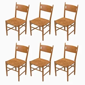 Chair Ensemble in Ash by Charlotte Perriand, 1960, Set of 6
