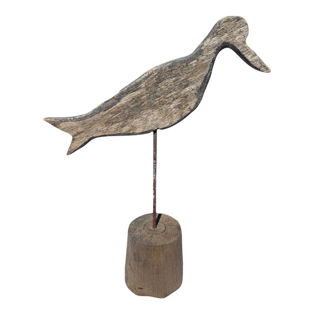 19th Century Wooden Shorebird Silhouette Weathervane, American Folk Art, Ca. 1880–1910 For Sale