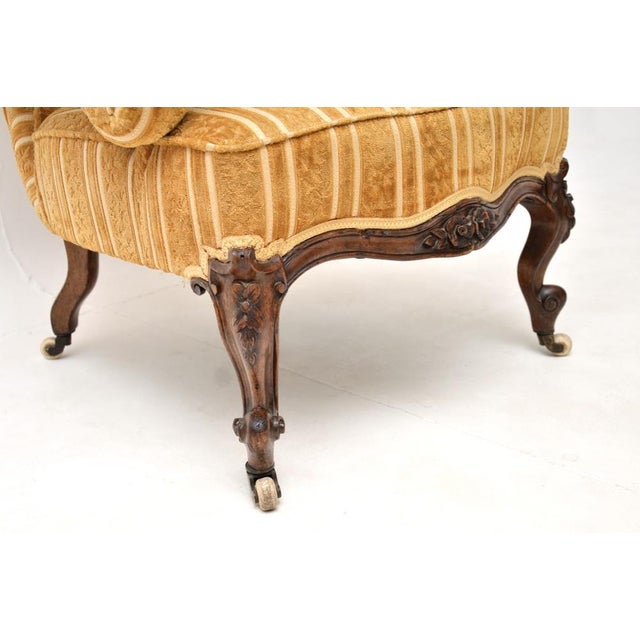 Antique Victorian Carved Walnut Armchair, 1860s For Sale - Image 12 of 13