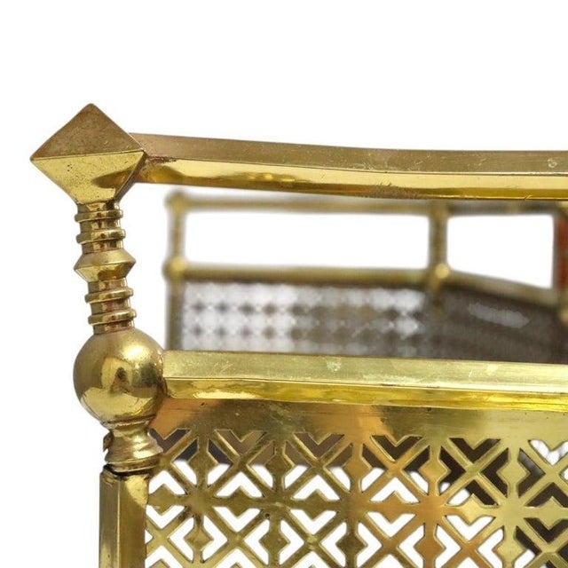 Antique Brass Fender Fireplace Screen With Paw Feet C1920 For Sale - Image 9 of 12
