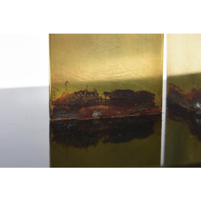 Vintage Van Teal Brass Ribboned Sculpture on Black Wood Base, 1970's For Sale - Image 12 of 12