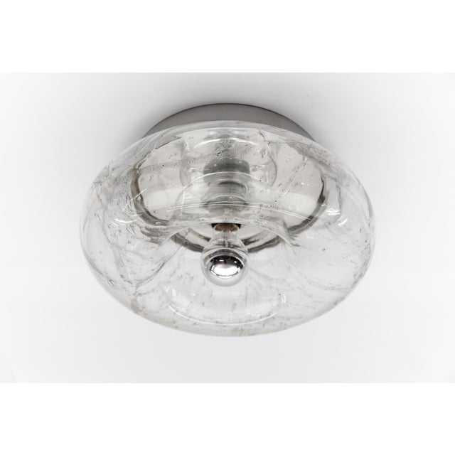 Silver Large Mid-Century Modern Glass Donut Wall or Ceiling Lamp, Germany, 1960s For Sale - Image 8 of 13