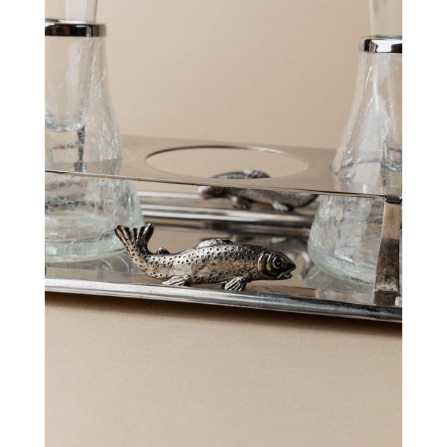 Mid-Century Silver-Plated Shot or Caviar Glasses with Tray, Italy, 1970s, Set of 4 For Sale - Image 3 of 13