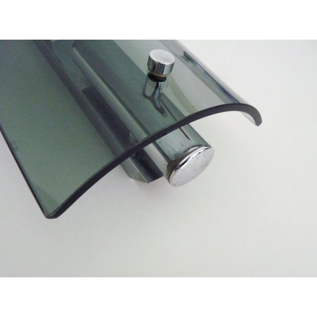 Metal Vintage Italian Wall Lights in Bluish Smoked Glass and Chrome, 1970s, Set of 2 For Sale - Image 7 of 9