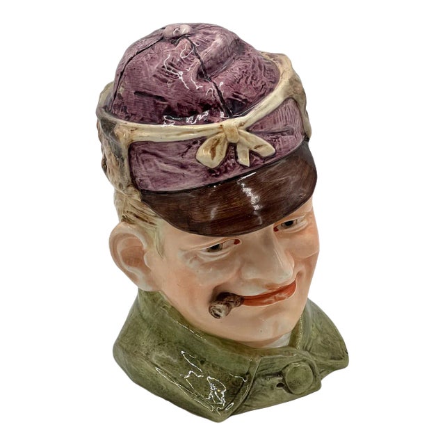 English Ceramic Jockey Humidor Circa 1920 For Sale