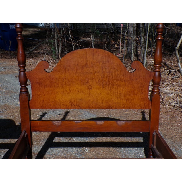 Vintage Pair Atlas Furniture Curly Maple Poster Twin Beds For Sale - Image 15 of 18