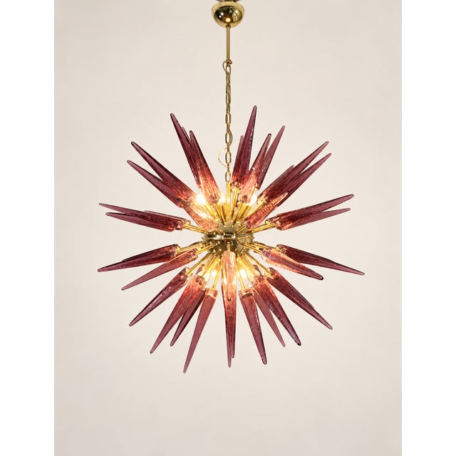 Not Yet Made - Made To Order Sputnik Pendant Light with 51 Amethyst Murano Glass Tips from Justfurnituress SRL For Sale - Image 5 of 10