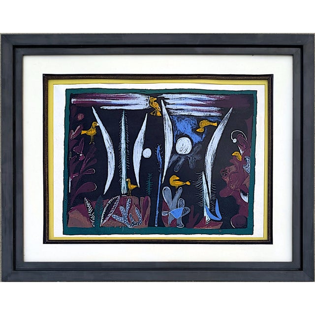 Vintage 1960's After Paul Klee "Landscape With Yellow Birds" Lithograph, Framed For Sale