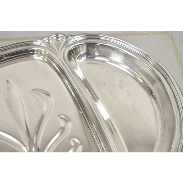 Metal English Victorian 3 Section Silver Plated Meat Cutlery Serving Platter Tray For Sale - Image 7 of 8