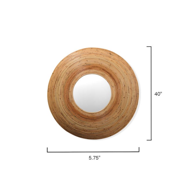 large cone shaped rattan coiled mirror in natural rattan finish. South Seas Island vintage glamour Hand-crafted of Natural...