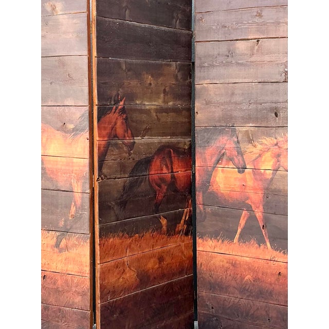 American Vintage Hand Painted Barn Wood Folding Screen For Sale - Image 3 of 8