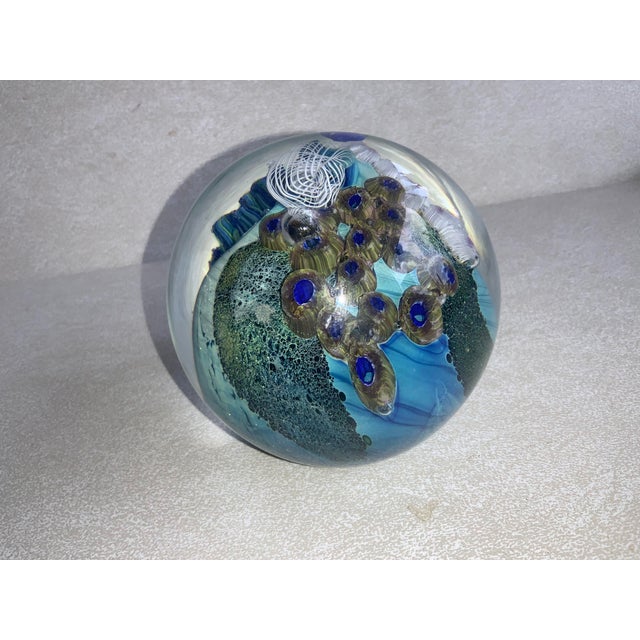 Blue Josh Simpson Art Glass Paperweight “Planet” Series For Sale - Image 8 of 11