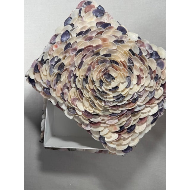 Vintage Coastal Rosette Encrusted Shell Lidded Decorative Organization Accessory Box For Sale - Image 10 of 12