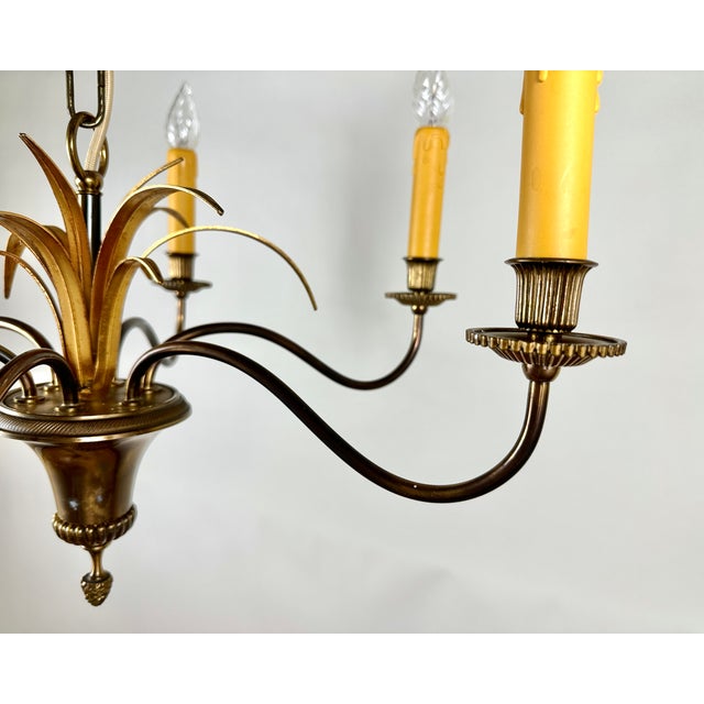 1970s Hollywood Regency Brass Palm Chandelier from S. A. Boulanger, Belgium, 1970s For Sale - Image 5 of 9