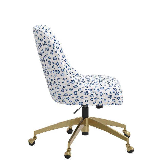 Not Yet Made - Made To Order Brynn Office Chair with Gold Base in Brush Cheetah Sm Blue For Sale - Image 5 of 6
