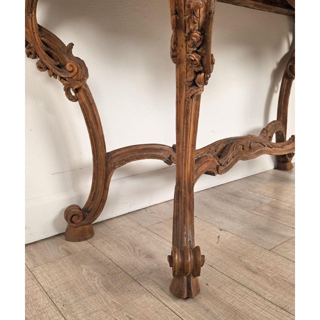 18th Century Italian Walnut Rococo Console With Marble Top For Sale In San Francisco - Image 6 of 18