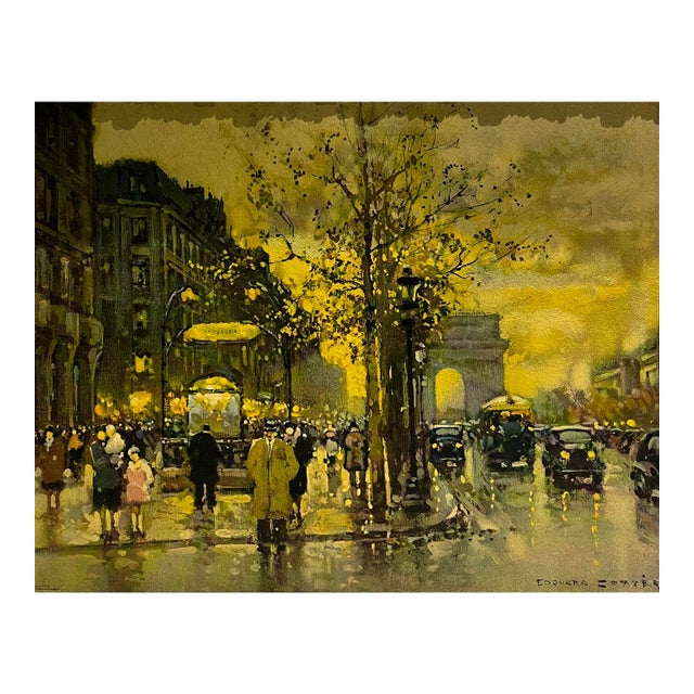 Edouard-Léon Cortès Paris Street Scene Lithograph For Sale
