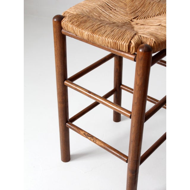Brown Mid-Century Rush Seat Stools Set of 4 For Sale - Image 8 of 18