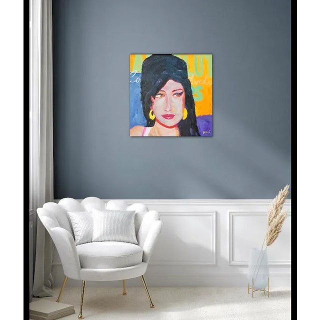 2020s Modern Portraiture “Cat Eyes” Pop Art Portrait (Original Oil on Canvas) For Sale - Image 5 of 8