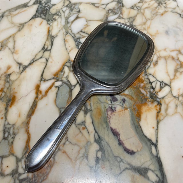 Sterling Silver Hand Held Mirror With Floral Design For Sale In San Francisco - Image 6 of 7