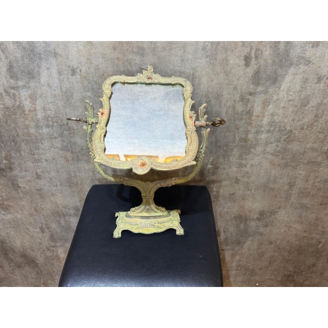 Verdigris Patina Brass Vanity Mirror For Sale - Image 11 of 13