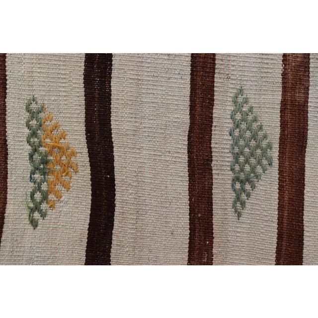 Textile Vintage Turkish Kilim in Wool With Geometric Striped Panel Design 14'8" X18'6" For Sale - Image 7 of 13