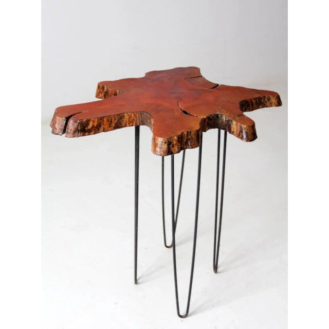 Wood Mid Century Live Edge Wood Side Table For Sale - Image 7 of 13