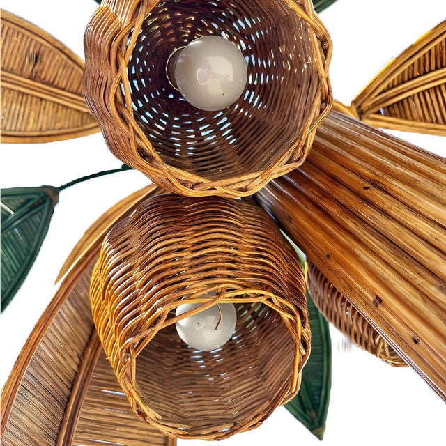 Mid-Century Sculptural Rattan Palm Tree Floor Lamp, Mario Torres Lopez Attributed For Sale In Los Angeles - Image 6 of 8
