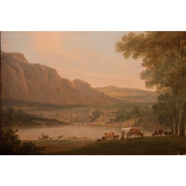 Late 18th Century Monumental Framed Oil on Canvas Pastural Landscape For Sale - Image 5 of 7