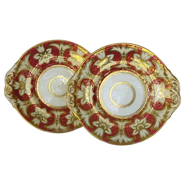 Victorian Red and Gold Plates - a Pair For Sale In New York - Image 6 of 6