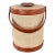 Vintage Modern Tan & Brown Linen-Look Faux Leather Ice Bucket by Kraftware For Sale