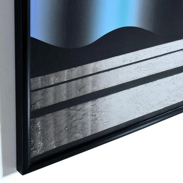 1980s Large Black and Jewel-Tone Art Deco Geometric Memphis Style Painting Signed Pak For Sale - Image 9 of 11