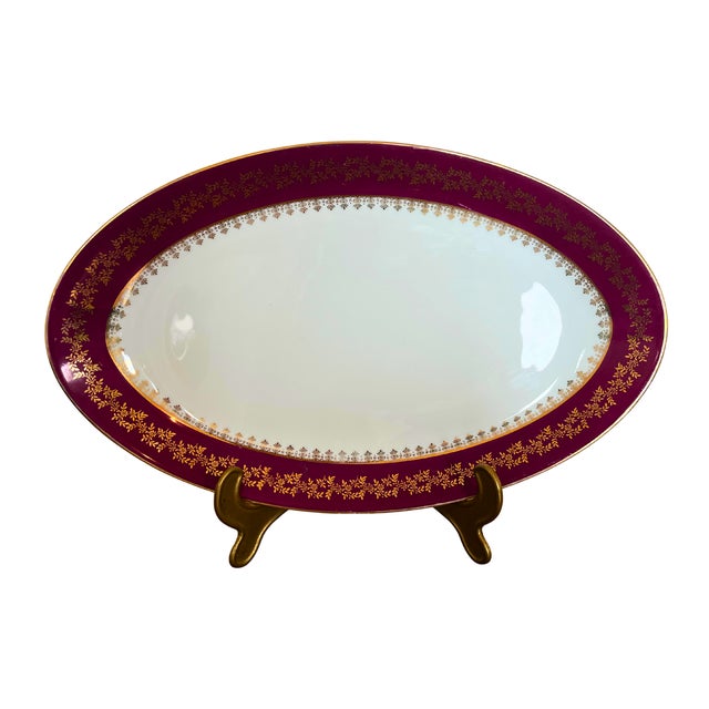 1950s Mid-Century Porcelain Dinner Service with Ruby Red and Gilt Frieze from Limoges, 1950, Set of 26 For Sale - Image 5 of 11