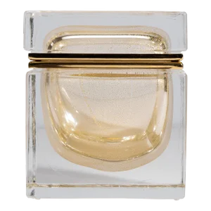 Hand Blown Murano Glass Box With 24 Karat Gold Flecks and Brass Fittings