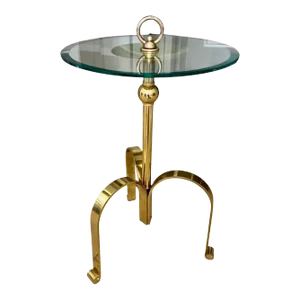 Italian Brass Round Tripod Side Table