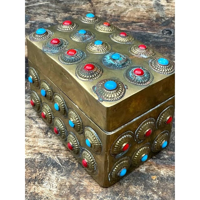 Late 20th Century Vintage Embellished Brass Box For Sale - Image 5 of 12