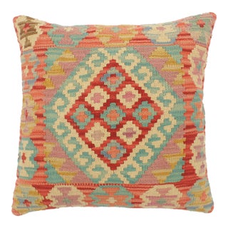 Boho Chic Turkish Townsend Hand Woven Kilim Pillow For Sale