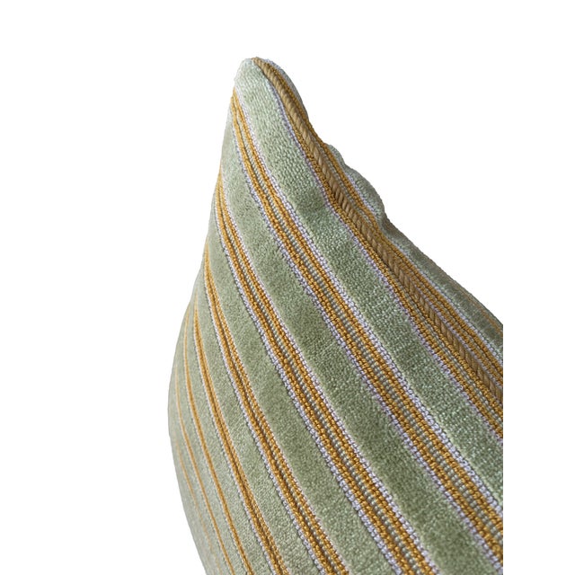 English Pair of Euro Pillows in Striped Velvet Rose Tarlow Fabric For Sale - Image 3 of 8