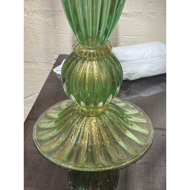 Modern Green Murano Glass Lamps - Pair For Sale - Image 4 of 9