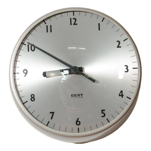 Grey Clock from Gent of Leicester, England, 1960s For Sale
