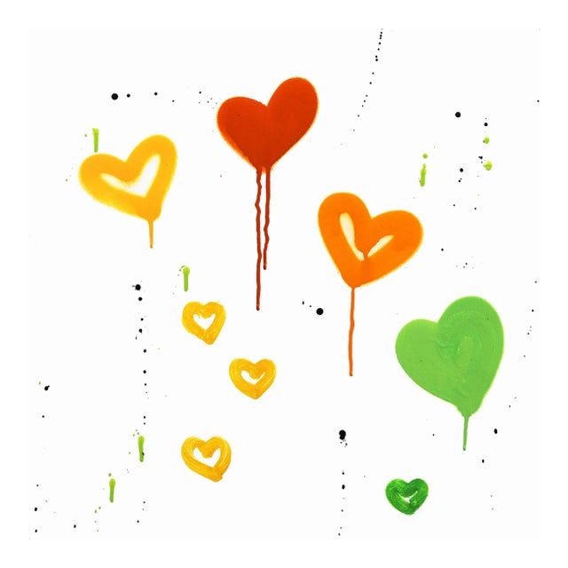 Vibrant Graffiti Painting Hearts "Marigolds" Original Artwork by Amber Goldhammer For Sale