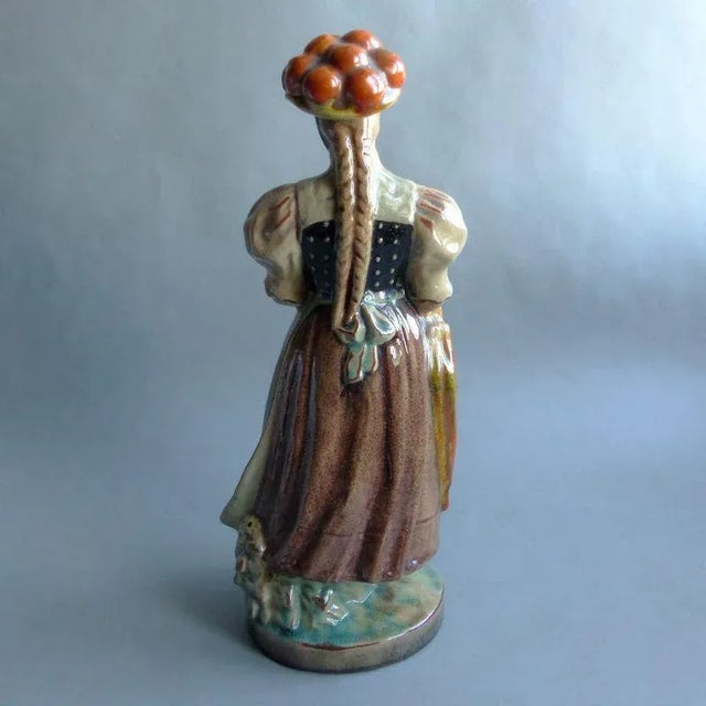 1930s Ceramic Forest Girl Figure by Anton Kling for Karlsruher Majolika, 1935 For Sale - Image 5 of 10
