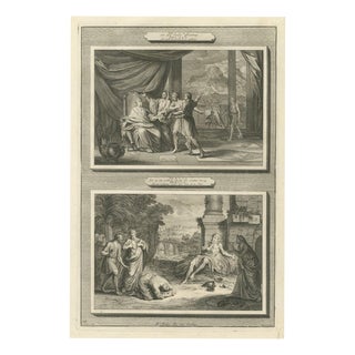 Pieter Mortier, Job Hears of His Losses and Job Visited by His Friends, 1700, Engraving For Sale