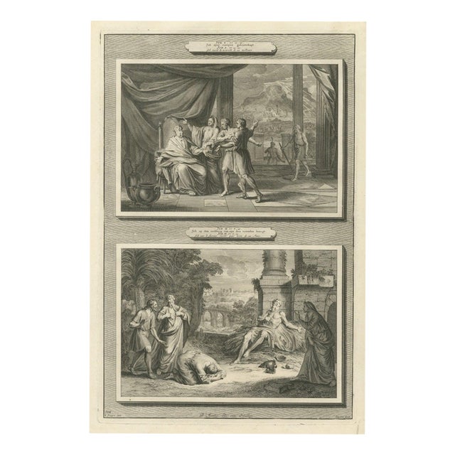 Pieter Mortier, Job Hears of His Losses and Job Visited by His Friends, 1700, Engraving For Sale